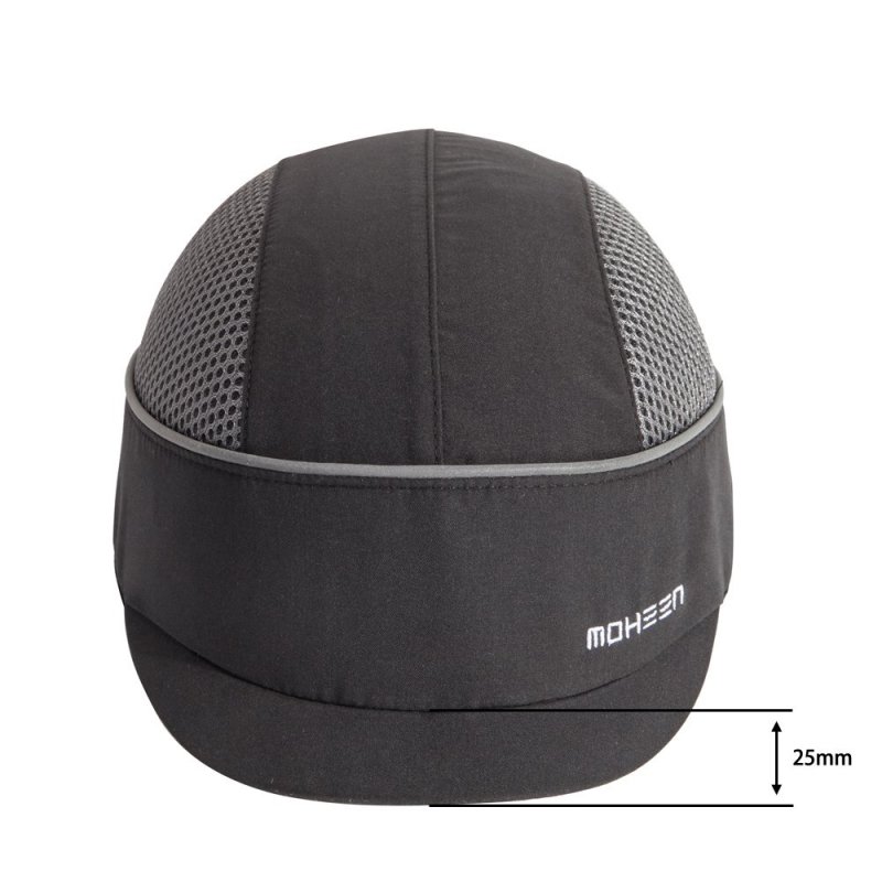 Safety Bump Cap With Reflective Stripes Lightweight And Breathable Hard Hat Head Protection Micro Black