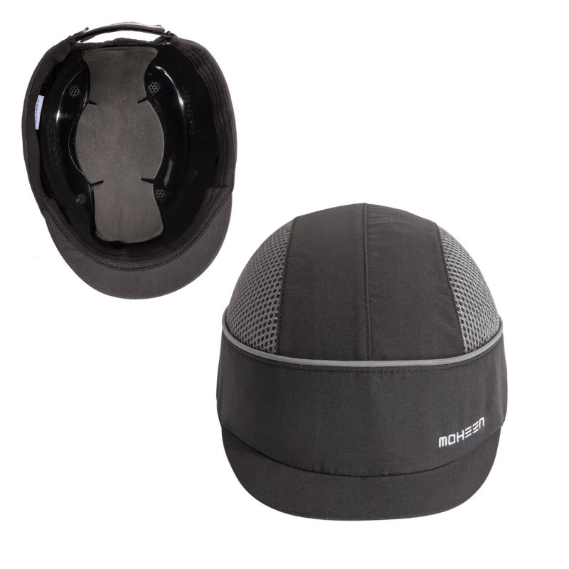 Safety Bump Cap With Reflective Stripes Lightweight And Breathable Hard Hat Head Protection Micro Black
