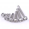 Hilitchi 410 Stainless Steel 8 Hex Washer Head Self Drilling Sheet Metal Tek Screws Assortment Kit Set With Drill Point Driller 