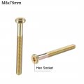 Uxcell M8x75mm Furniture Screw Hex Socket Machine Screws Zinc Plated Fasteners Bolts Half Thread Carbon Steel 15pcs