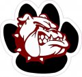 Stickertalk Paw Print With Maroon Bulldog Mascot Vinyl Sticker 5 Inches By 4 75 