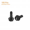 Uxcell 8 X 1 2 Hex Washer Head Self Drilling Screws 100pcs 410 Stainless Steel Sheet Metal Tapping For Wood Black