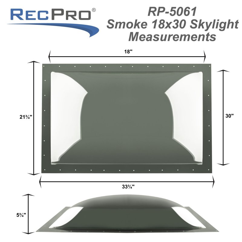 Rv Skylight Dome 18 In X 30 Smoke Impact Resistant Polycarbonate Roof Cover Rp-5061