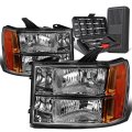 Chrome Housing Amber Corner Headlight Head Lamps Tool Kit Compatible With Gmc Sierra 1500 2500hd 3500 Hd 07-14