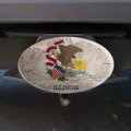 Rustic Illinois State Flag Distressed Usa Oval Tow Trailer Hitch Cover Plug Insert