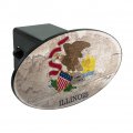 Rustic Illinois State Flag Distressed Usa Oval Tow Trailer Hitch Cover Plug Insert