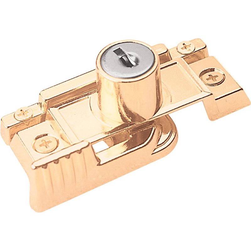 Prime-line U 9932 Keyed Child-proof Sash Lock 2-1 4 In Hole Centers Diecast Zinc Polished Brass Single Pack