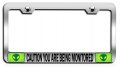 Caution You Are Being Monitored Alien Chrome Metal License Plate Frame Heavy Duty Stainless Steel Tag Holder For Us And Canada 