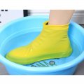 Pretyzoom 1 Pair Reusable Silicone Shoe Covers Waterproof Non Slip Protector Overshoes For Indoor Outdoor Size L Yellow