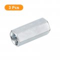 Uxcell 3pcs M14x19x45mm Coupling Nuts Galvanized Carbon Steel Hex Threaded Rod Coupler For Furniture Electronic Industrial