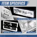 Auto Dynasty 4pcs Square Box Style Led Drl Composite Headlights And Bumper Lamps Compatible With Chevy Gmc Tahoe Blazer C K