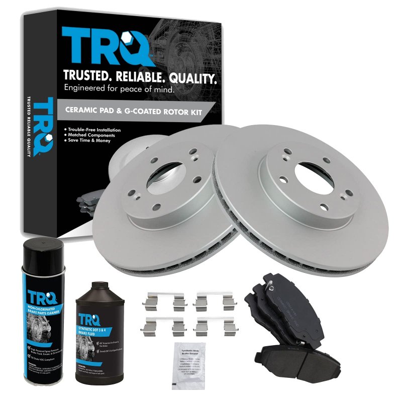 Trq Front Ceramic Brake Pad Coated Rotor Kit W Fluids For Honda Accord Civic