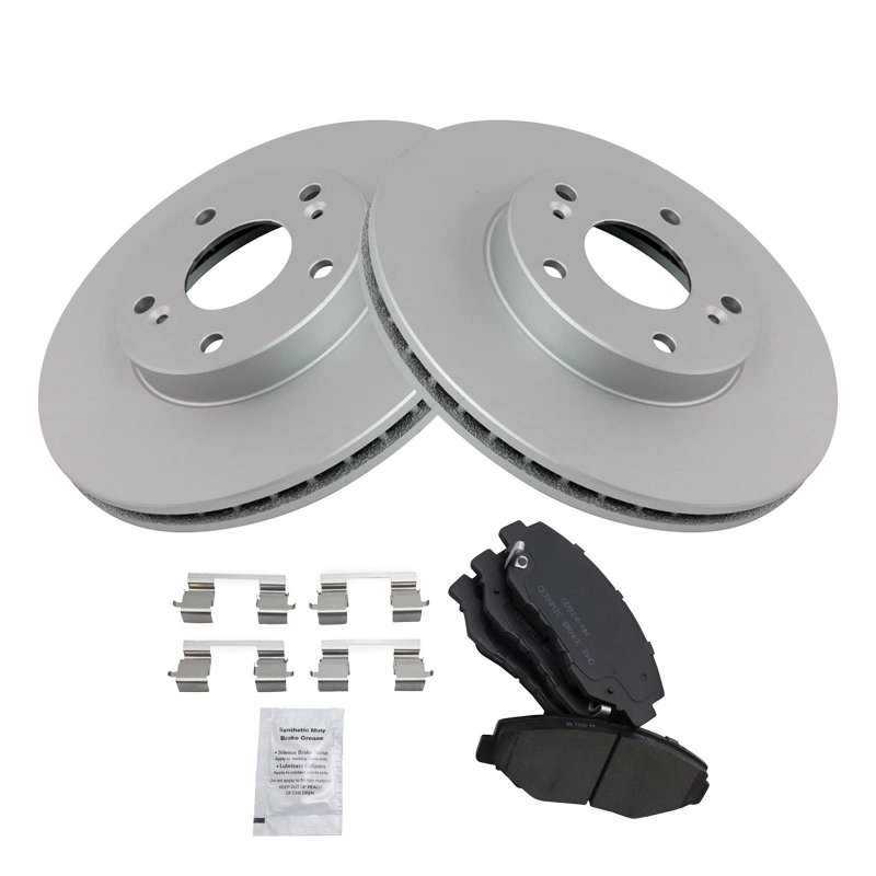 Trq Front Ceramic Brake Pad Coated Rotor Kit W Fluids For Honda Accord Civic