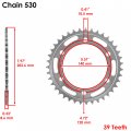 Caltric Rear Wheel Chain Sprocket Compatible With Suzuki 64511-02fa0 6451102fa0 39 Teeth