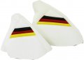 Fits 1992-1999 Bmw E36 Synthetic White Leather Manual Shift Ebrake Boots Set With German Flag Stripes Stitching Skin Only 