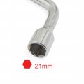 Uxcell Silver Tone Metal L Type 21mm Hexagon Hex Slotted End Socket Lug Wrench For Car