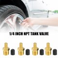 Uxcell Universal 1 4 Inch Npt Tank Valve Air Compressor Fill With Anti-corrosion Brass And Caps Durable Gold Tone 4pcs