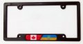 Canada Ukraine Flag Black Plastic Car License Plate Frame Domed Colour Lens