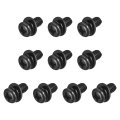 M6 X 12mm Carbon Steel Phillips Pan Head Machine Screws Bolts Combine With Spring Washer And Plain Washers 10pcs 