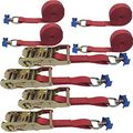 4 Pack Of 1in X 6ft Red Ratchet Strap With L-fittings 