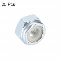 Uxcell 10 -24 Nylon Insert Hex Lock Nuts Carbon Steel White Zinc Plated Pack Of 25