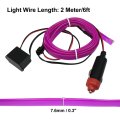 2 Meter 6ft Neon El Wire String Strip Purple Cold Light Glow With Cigarette Lighter For Car Interior Decoration