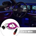 2 Meter 6ft Neon El Wire String Strip Purple Cold Light Glow With Cigarette Lighter For Car Interior Decoration
