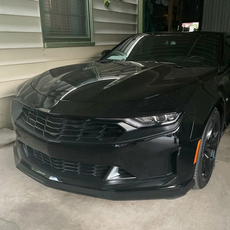 Hecasa Front Bumper Lip Spoiler Splitter For 2016-2023 Chevrolet Chevy Camaro Ss V8 Lower Protector Kit Matte Black Plastic
