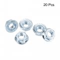 Uxcell 7 16 -14 Serrated Flange Hex Lock Nuts Carbon Steel Zinc Plated 20pcs