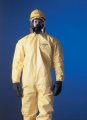 Dupont Yellow Tychem Qc Chemical Protection Coveralls With Bound Seams Front Zipper Closure Attached Hood Elastic Face Wrists 