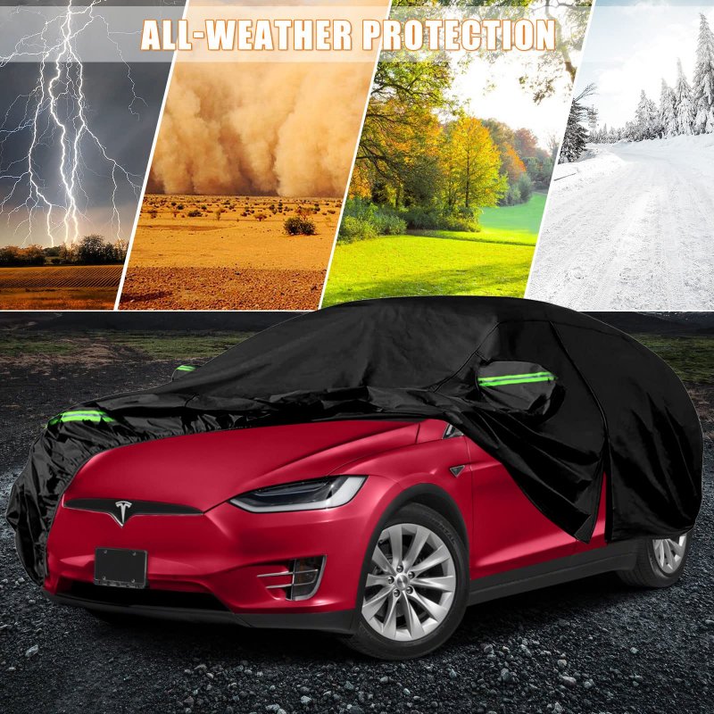 Waterproof Car Cover Replace For 2015-2023 Tesla Model X All Weather Covers With Zipper Door Ventilated Mesh Charging Port Snow