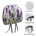 Close-up Of Lavender Purple Flowers With Green Leaves On White 2pcs Universal Car Seat Headrest Protector Covers Soft Cover