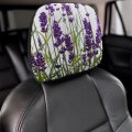 Close-up Of Lavender Purple Flowers With Green Leaves On White 2pcs Universal Car Seat Headrest Protector Covers Soft Cover