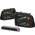 Compatible With Ford Super Duty Pair Of Smoke Lens Clear Corner Led Headlight Black 3rd Brake Light W O Cargo