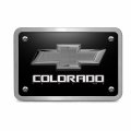 Ipick Image Made For Chevrolet Colorado 3d Gunmetal Dark Gray Logo On Black Billet Aluminum 2-inch Tow Hitch Cover