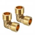 Uxcell Brass Elbow Pipe Fitting 90 Degree 1 2 Pt Male X Connector 2pcs