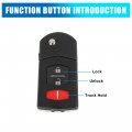 X Autohaux New Car Replacement Keyless Remote Fob Shell Case Bgbx1t478 For Mazda 2 3 5 Cx-7 Cx-9 Key Button Black
