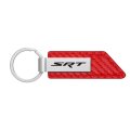Dodge Srt Red Pu Leather Carbon Fiber Texture Strap Silver Metal Bar Key Chain Official Licensed