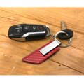 Dodge Srt Red Pu Leather Carbon Fiber Texture Strap Silver Metal Bar Key Chain Official Licensed