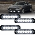 Xtauto Led Emergency Warning Strobe Light 4pcs Universal 12v-24v 18w White 6 Construction Surface Mount Beacon Flash Caution 
