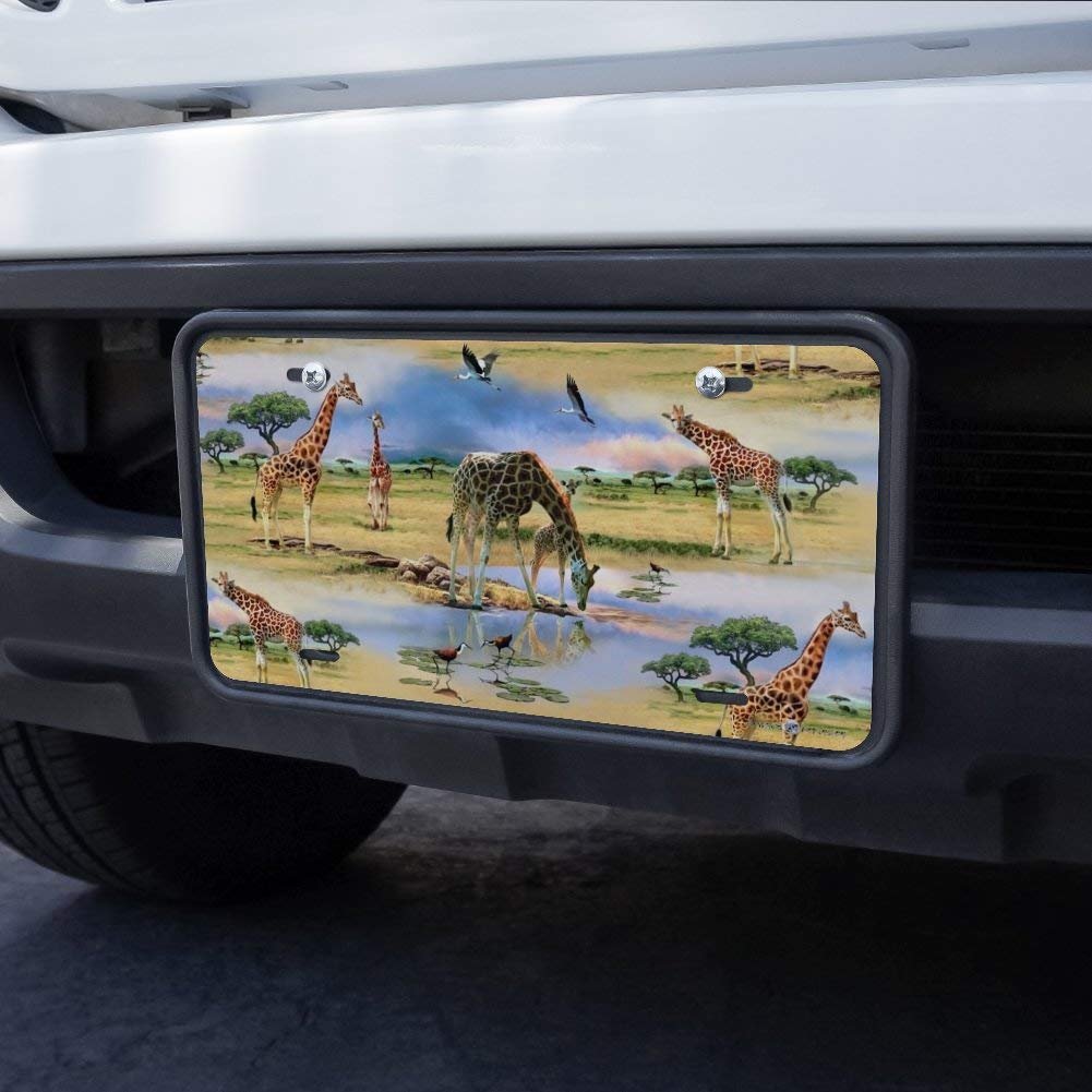 Graphics More Giraffe Family African Animals Pattern Novelty Metal Vanity Tag License Plate