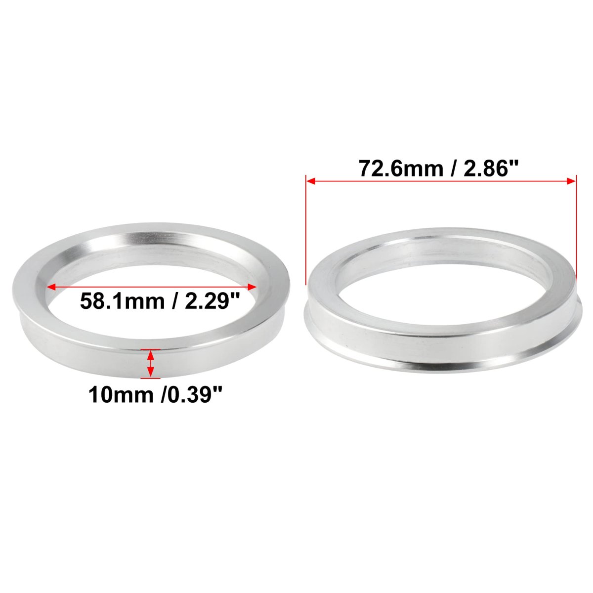 4pcs Od 72 6mm To Id 58 1mm Aluminium Alloy Car Hub Centric Rings Wheel Bore Center Spacer