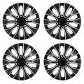16 In Gloss Black Hubcaps Universal Wheel Covers Set Of 4 For Most Cars Durable Abs Polymer Modern Stylish Replacement Caps 