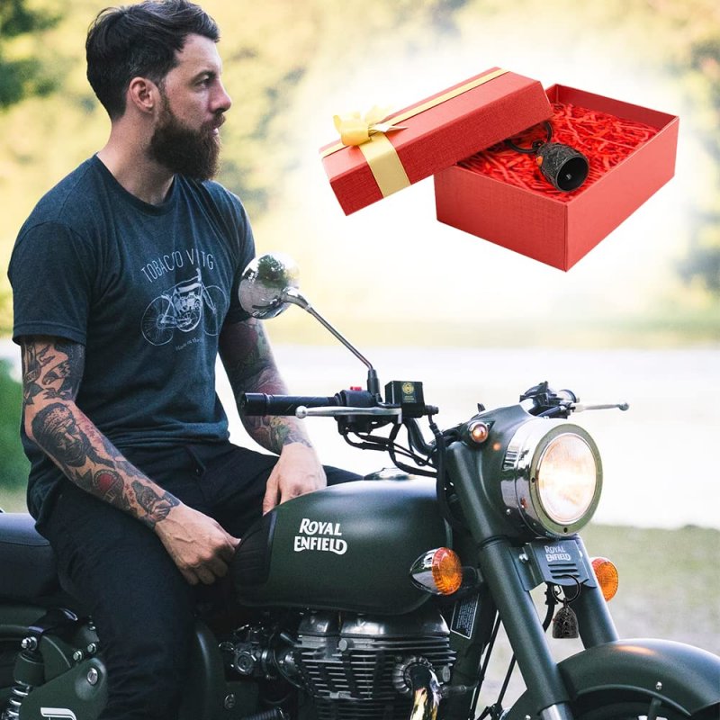 Cigamate Motorcycle Bells For Bikers Guardian Angel Celtic Cross Keychain With Key Ring Biker Riding Accessory Bell Luck All