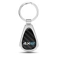 Jeep 4xe Real Black Carbon Fiber Chrome Metal Teardrop Key Chain Official Licensed 