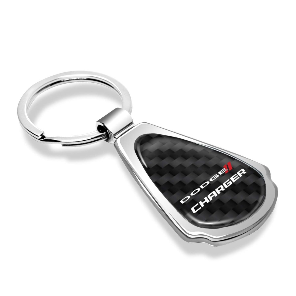 Dodge Charger Real Black Carbon Fiber Chrome Metal Teardrop Key Chain 2 125 In X 1 25 Modern Style Unisex Accessory