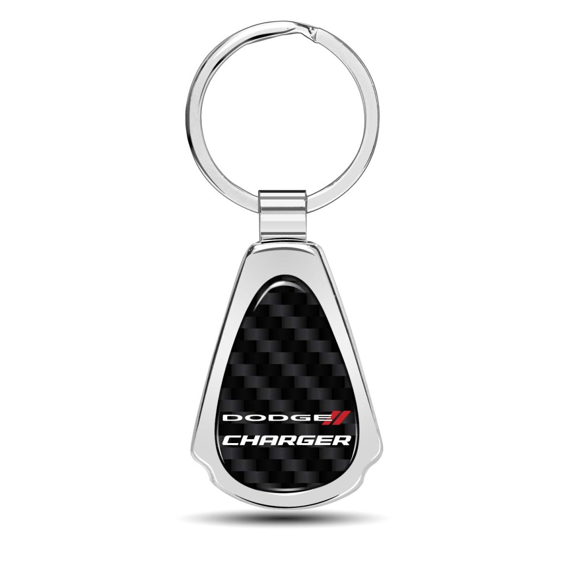 Dodge Charger Real Black Carbon Fiber Chrome Metal Teardrop Key Chain 2 125 In X 1 25 Modern Style Unisex Accessory