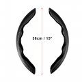 X Autohaux Pair 38cm 15 Steering Wheel Cover With Two Section Carbon Fiber Pattern Universal Car Anti Slip Black