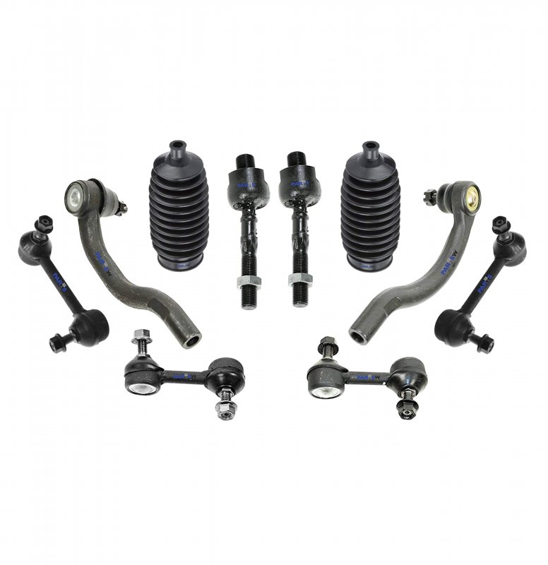 10 Pc Suspension Kit Rear Front Sway Bar Links Rack Pinion Bellow Boots Inner And Outer Tie Rod Ends