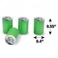 Snook Fishing 3 Valve Stem Caps For Tire Rim Wheel Aluminum Green